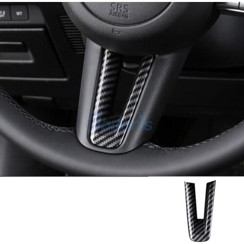 For Mazda 3 M3 Axela 2020 Interior Carbon Fiber Look Steering Wheel Decorative Strips Cover Trim Stickers Car Accessories