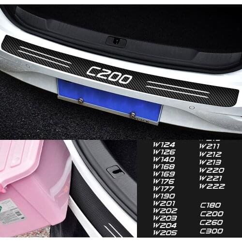 For MercedesBenz Exclusive AMG W108 W124 W126 W140 W168 C260 C300 Rear Bumper Trunk Carbon Fiber Stickers Car Accessories