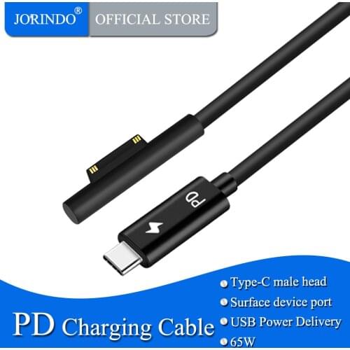 JORINDO 0.3M-2.5M Type-C to surface pro 5 PD Emulator Charging Line,USB-C male head generation attraction line,PD fast charger
