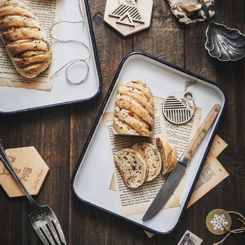 Retro Cake Oven Baking Tray Handcrafted Vintage Tray White Ceramic Square Rustic Retro Plates For home Church Wedding Decoration