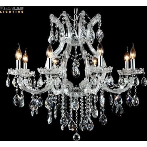 Good Clear K9 Crystal Chandelier Light Lustre Hot Sale 18 Lights Cristal Pendelleuchte Light Fixture for Hotel Restaurant Villa