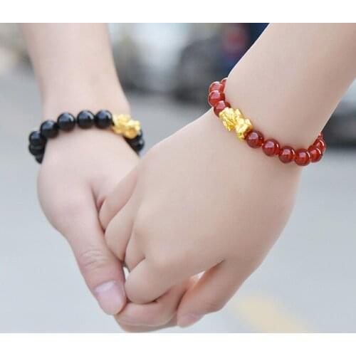 Personality Lovers Gold Color Pi XiuObsidian Jewelry Good Fengshui Red Agate Bracelet Lucky Bracelet Gift Wealth Luxury Bracelet