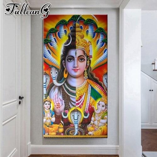 FULLCANG Indian Buddha icon large diamond painting 5d diy full square round drill mosaic embroidery kits wall decoration FC3694