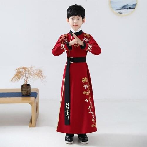 BoyS Hanfu Costume Autumn New Original Improved Hanfu Robe Chinese Folk Dance Ancient Dance Costume Kids Hanfu Dress DQS6135