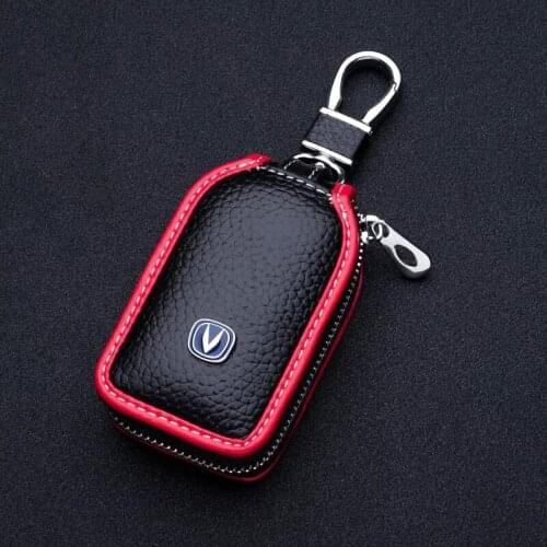 For Changan Eado XT CS35 CS75 CS85 CS95 Leather Car Logo Key Case Cover Key Shell Remote Holder Keychain Car Styling