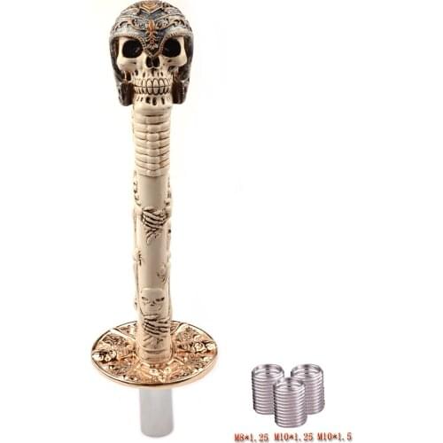 Cool skull-shaped metal weighting Shift shifter knob 14 MM hole for most manual and automatic Cars without lock