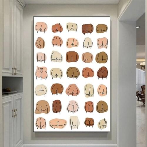 Bathroom Cute Wall Decor Sexy Butts Collage Modern Toilet Rules Poster Canvas Painting Print Funny Body Sign Pictures Decoration