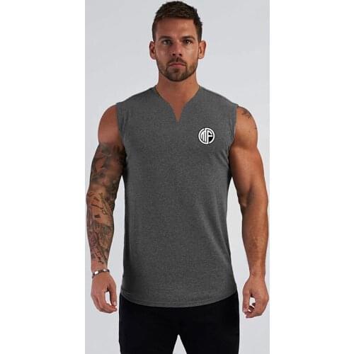 New Workout Mens Running Fashion Casual Tank Top Training Gym Clothing Bodybuilding Fitness Singlets Sleeveless V-Neck Vest
