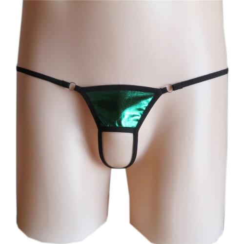 Mens panties sexy underwear men underpants gay micro Thongs tanga Patent leather Edging color String Hollow out Fun Breathable