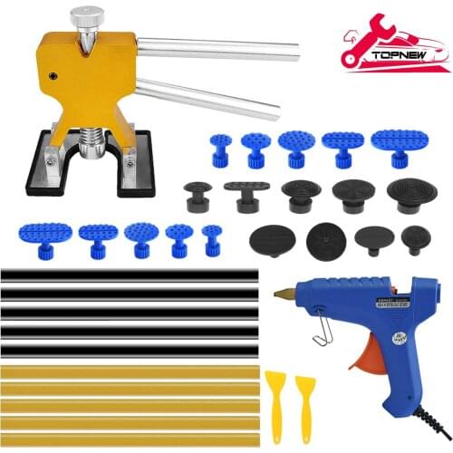 Car Dent Repair & Remover Tool Set- Paintless Dent Removal Kit With Rubber Tabs & Glue Gun - Easy Car Dent Remover Kit