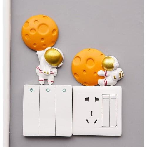 Nordic Astronaut Switch Stickers Home Decor Resin 3D Astronaut Moon Statue Household Wall Sticker Outlet Decoration Sticker Gift