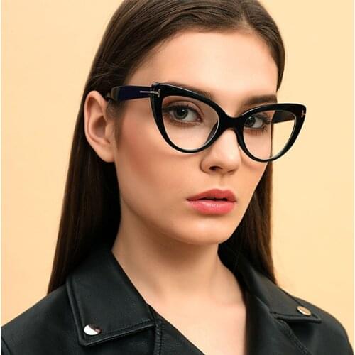 Cat eye glasses frame ladies fashion Brand designer eye glasses frames for women 2019 Sexy Oversized Metal Frame Lady Eyewear