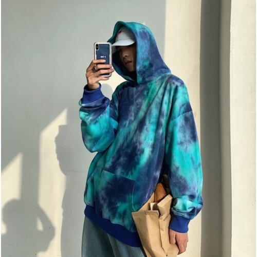 Autumn Hoodies Men Fashion Tie Dyed Printed Casual Cotton Hoodie Men Hooded Sweatshirt Man Streetwear Loose Hip Hop Hoody M-5XL