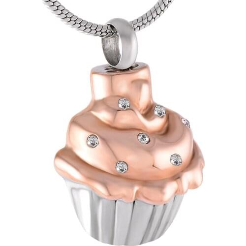 IJD8670 "Happy Birthday" Cake Shape Stainless Steel Cremation Necklace Jewelry For Kids Memorial Urn Ashes Keepsake Pendant