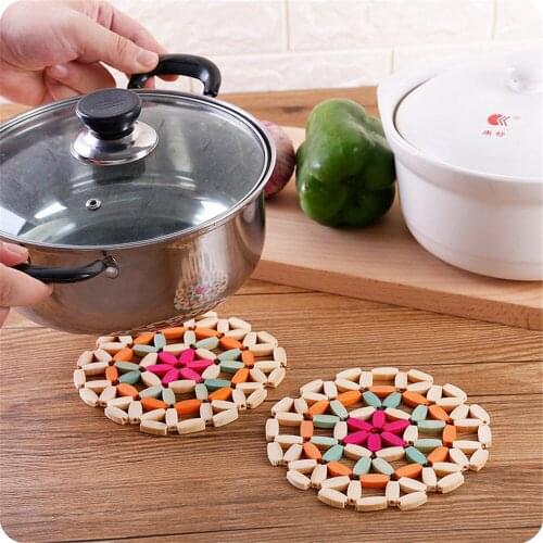 Coaster Kitchen Cutlery Pot Shelf Insulation Pad Round Plate Pad Bamboo Pot Mat Bowl Pad Pad