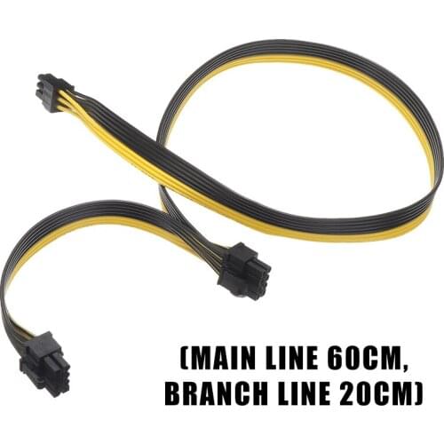 Pohiks 1pc Durable 6pin to Dual 6+2pin Graphics Card Module Cable 18AWG Power Supply Extension Splitter Cables For Computer
