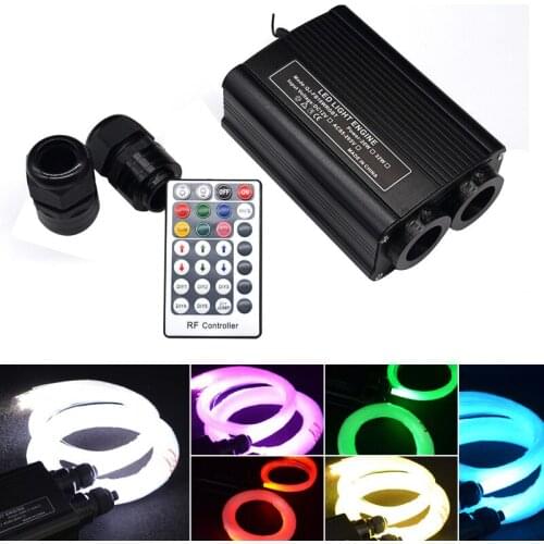 32W LED Dual Heads Fiber Optic Ceiling Light Engine Driver Generator 2 output Coupling 28KEYs Remote Control RGBW star DIY Decor