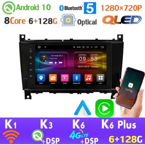 QLED 1280*720P Android 10 For Mercedes Benz C-Class W203 CLC Class CLC W203 W209 C270 C280 C300 C320 C350 C32 AMG C55 GPS Radio