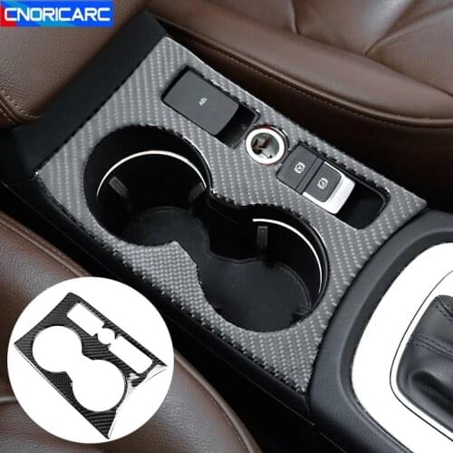 Car Styling Carbon Fiber Console Water Cup Holder Frame Decoration Cover Trim For Audi Q3 2013-2016 Auto Interior Accessories