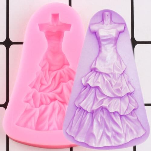 Wedding Dress Silicone Mold Skirt Fondant Cake Decorating Tools Cupcake Topper DIY Baking Chocolate Candy Clay Resin Moulds