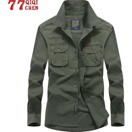 Tactics Military Shirt Men Breathable Long Sleeve Mens Shirts 100% Cotton Dress Shirt Spring Camisa Masculina Plus Size M-4XL