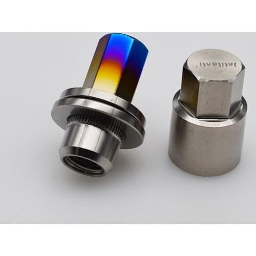 M12*1.5*43.5 Burnt blue flat seat anti-theft Gr5 titanium wheel lug nut for Toyot a