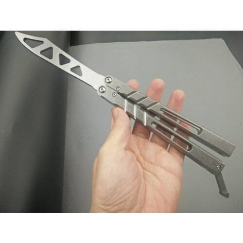 Butterfly Trainer Knife channel Bushing System Alpha Beast D2 Blade Titanium knife Handle Jilt Not Sharp Hunting gift Knives