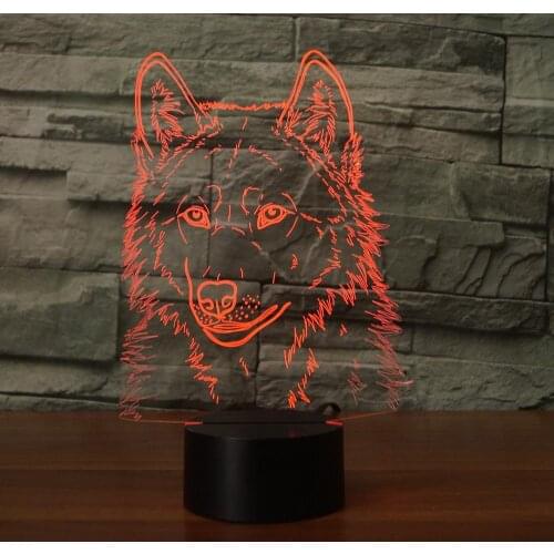 Wolf Head 3D Animal Modelling Table Lamp LED USB Creative Baby Sleep Night Light Bedside Light Fixture Bedroom Decor Kids Gifts