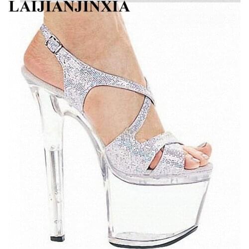 LAIJIANJINXIA Colorful sequins Women summer shoes Sandals High Heels Dress Party Shoes for Party Wedding Shoes