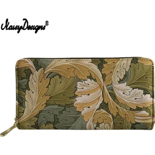 2020 Vintage William Morris pimpernel Floral Fabric Women Long Cash Wallets Zipper Phone Bag Female PU Clutch Purse Carteira