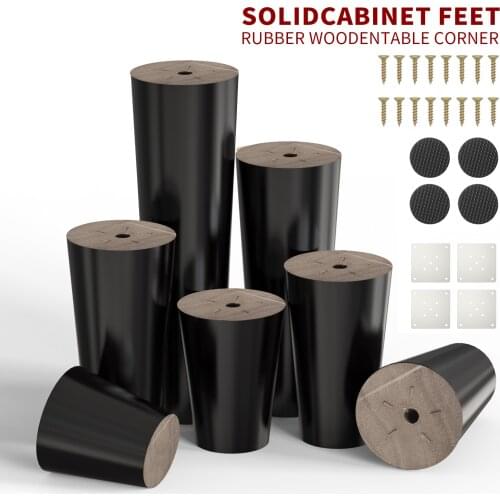 1pcs black wooden tapered furniture legs 6-20cm sofa table legs cabinet furniture legs with screw fittings, fast shipping