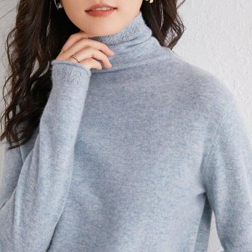 100% Wool Jumpers Women Turtleneck Women Sweaters Knitting Jumpers Ladies Long Sleeve Jumpers Knit Sweaters