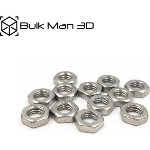 100pcs/Lot M5 Hex Machine Screw Nuts Stainless Steel Thin Nut Fine Thread Nut Color Silver