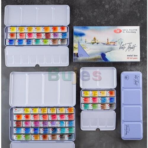 12 21 35 color russie OEM white night Solid Watercolor Pigment Color cake Sonnet artitst pigment school Scholar paint supplies