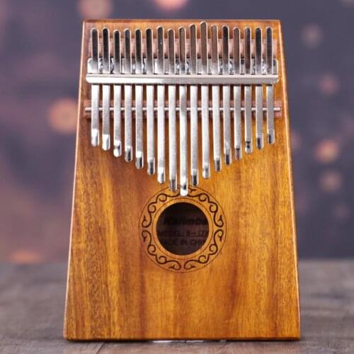 17 Key Kalimba Single Board Solid Acacia Wood Thumb Piano Mbira Natural Mini Keyboard Instrument with Complete Accessories