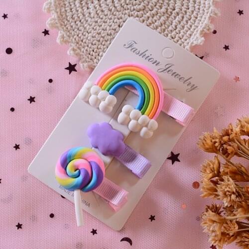 3pc/set Kids Lollipop Rainbow Hairpins Cute Cartoon Girl Children Headband Dance Party Hair Clip Girls Hairpins Hair Accessories