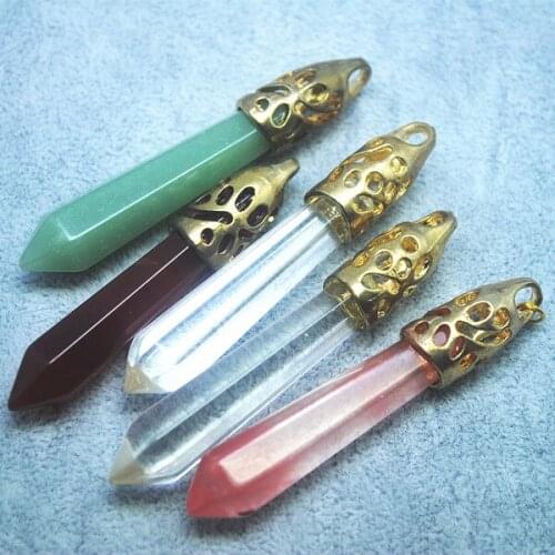 5pcs natural semi precious stone bullet shapes pendants for charms jewelry making accessories size 60x10mm