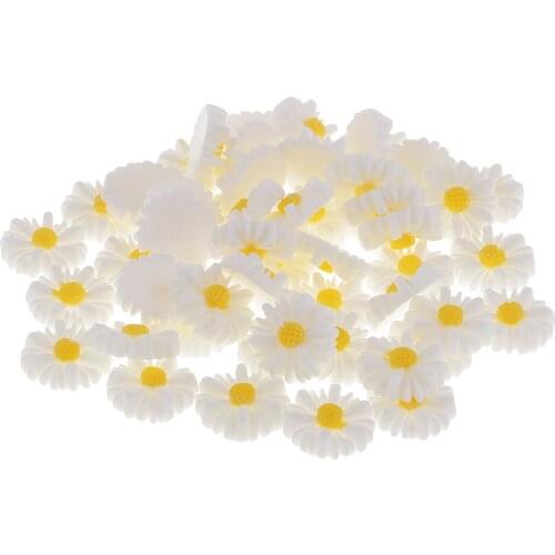 50x Resin Daisy Flat Back Cabochon For Scrapbooking Card Making Craft Button