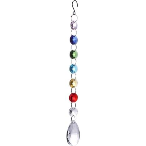 Camal 1pcs DIY Hanging Colorful Octagonal Beads Clear Crystal Prisms Suncatcher Light String Pendant Drop Home Garden Ornament