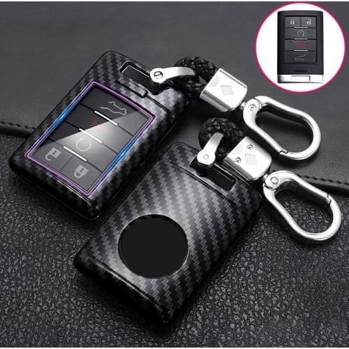 ABS Carbon Fibe Car Remote Key Full Cover Case For Cadillac Escalade SRX XTS ATSL SLS CTS STS ATS BLS Square Car Key Protect Fob
