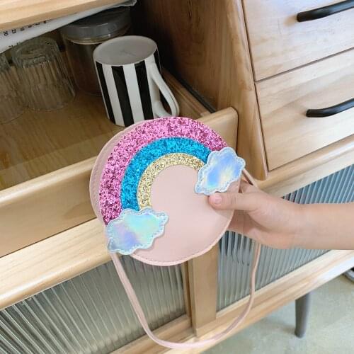 Lovely Baby Children Mini Crossbody Bags Cute Girls Sequins Rainbow Coin Purse Kids Gift Small Shoulder Bag Princess Accessories