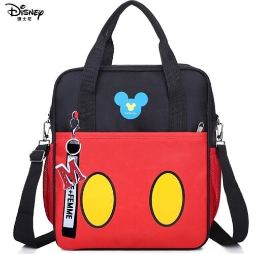 Disney primary school childrens canvas handbags cute boys and girls cartoon Portable a4 waterproof three-use bag shoulder bag