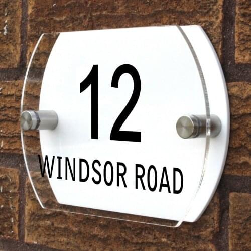 DIY House Number Personalised Custom Curve Shaped Number / Name Road Plaques Acrylic Door Sign
