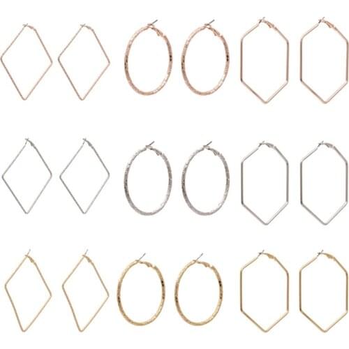 Geometric Circle Hoop Earrings Big Circle Earrings Jewelry for Women Girls Steampunk Ear Clip Punk Earring Ear Ring