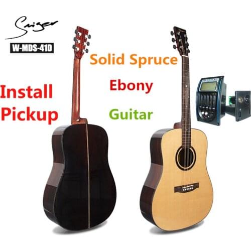 Guitar Solid Spruce Ebony Electric Steel-String 41 Inches D-Body Guitarra 6 Strings Folk Pop Cutaway Guitars Install Pickup