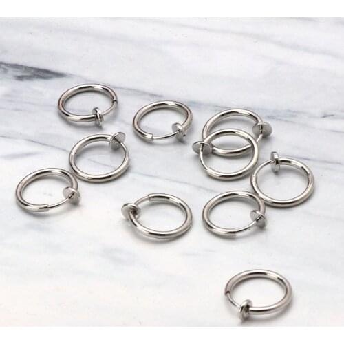 10Pcs Sliver No Ear-hole DIY Clip On Circle Hoop Earrings For Jewelry Making