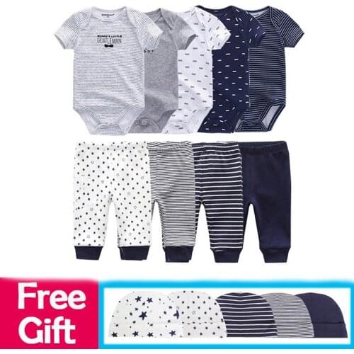 Fashion Cartoon Newborn Baby Boy girl Clothes Cotton soft Bodysuits+Pants+free Hats Roupa de bebe baby Clothing Sets
