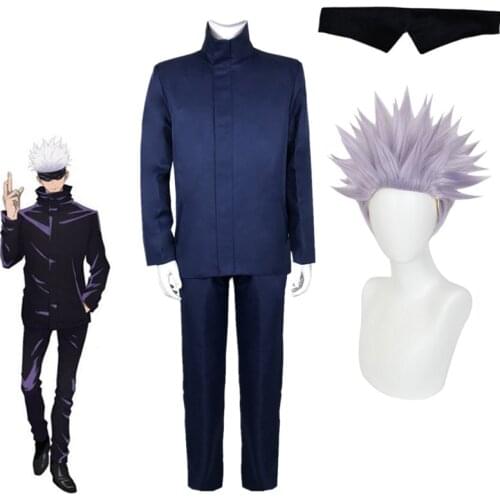 Jujutsu Kaisen Anime Gojo Satoru Cosplay Costumes Top Pants Halloween Party High School Uniform Set