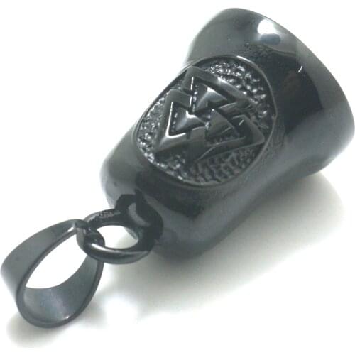 Unisex 316L Stainless Steel Black Vikings Bell Pendant