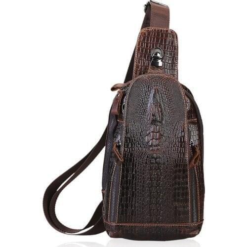 2021 New Fashion Genuine Leather Men Waist Packs Male Casual Chest Pack Alligator Casual Boy Brand Design Chest Shoulder Package